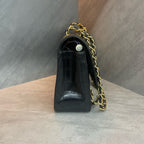 Chanel CF jumbo large black gold buckle crocodile leather bag, structured shape, clean interior, no wear on the corners, 19 series.