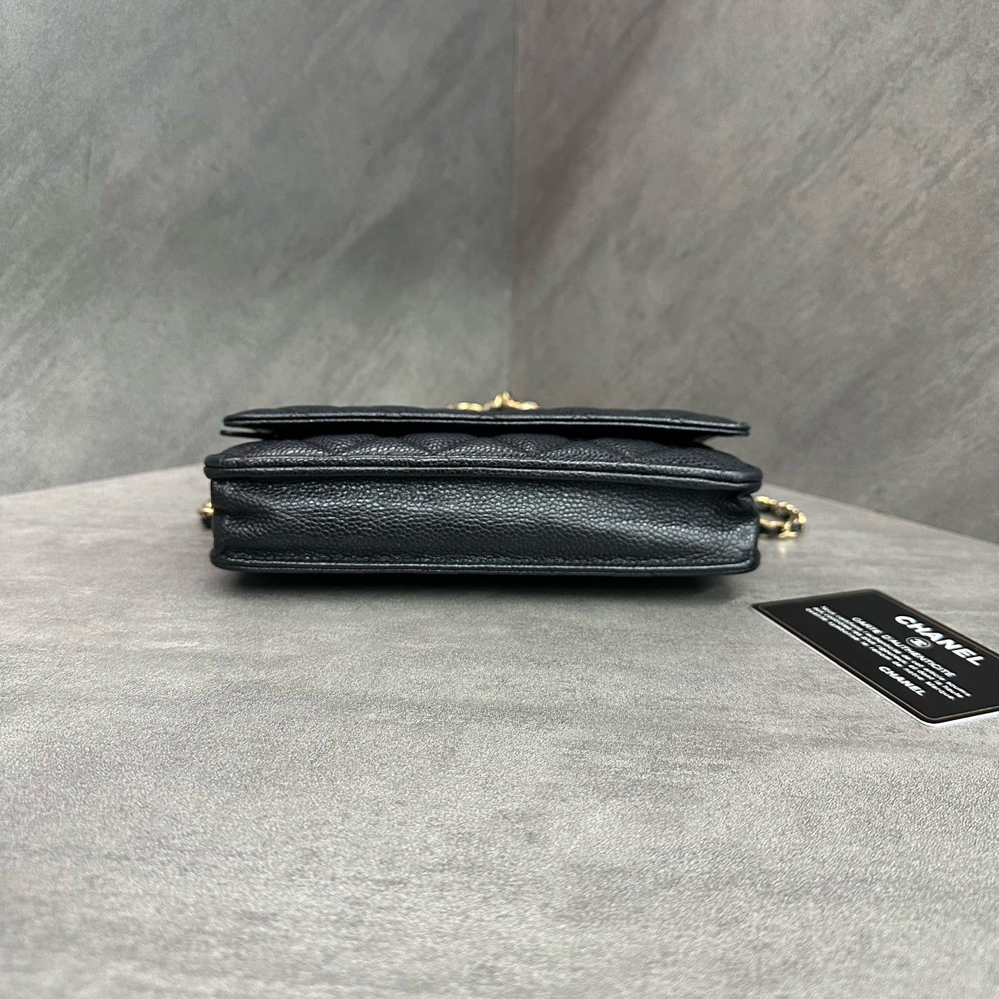 CHANEL Lucky WOC Chain Bag, Black Gold Grained Calfskin, 17 Series
