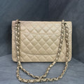 Chanel CF Jumbo Beige Gold Hardware Litchi Leather Chain Bag 18K