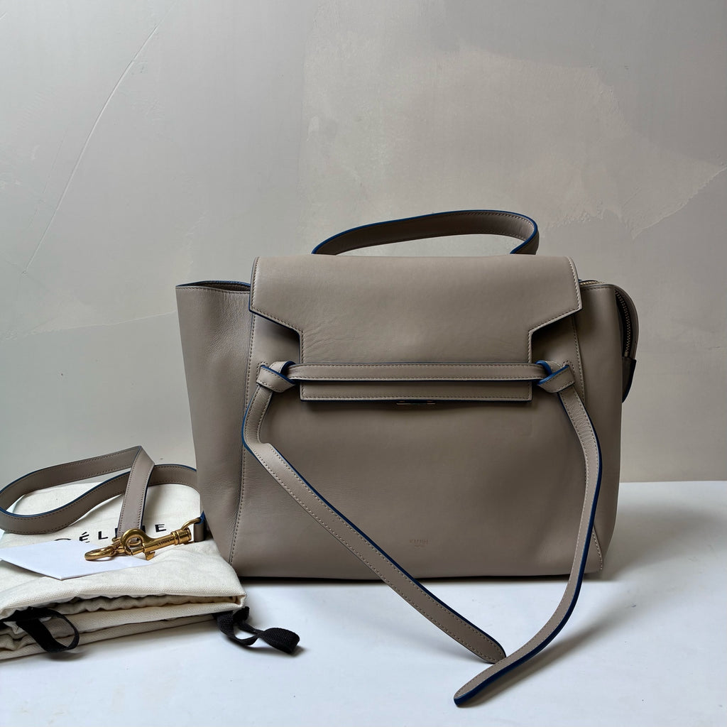 Celine Belt Series Catfish Bag, milk white lychee grain cowhide, large size 29*21cm.