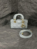 Dior Lady D-Joy Mini, three-compartment horizontal style, grey, gold-tone hardware, 2022 serial code, adjustable shoulder strap