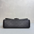 Chanel 99% New CF Maxi 23 Open Black and Silver Litchi Leather Chain Bag Size 33*23