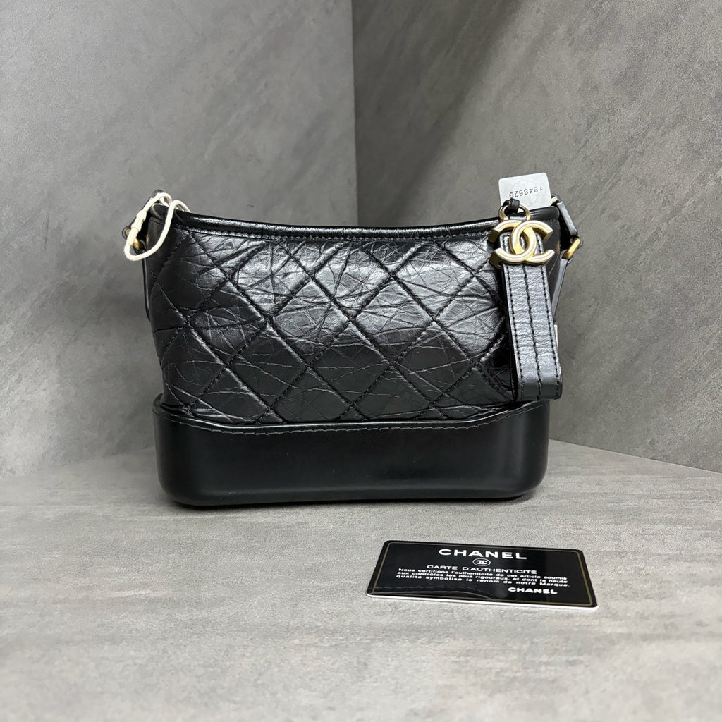 Chanel Gabrielle Small, black and gold hardware, 28th serial with authenticity card, structured shape, clean interior, in stock at a great price.