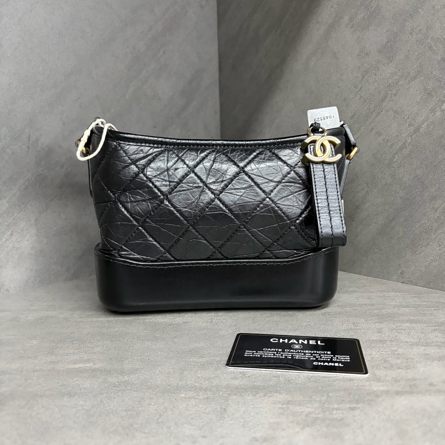 Chanel Gabrielle Small, black and gold hardware, 28th serial with authenticity card, structured shape, clean interior, in stock at a great price.