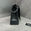 Chanel CF Maxi Black Silver Hardware Caviar Leather Chain Bag 15 Series with Card, structured shape, clean interior.