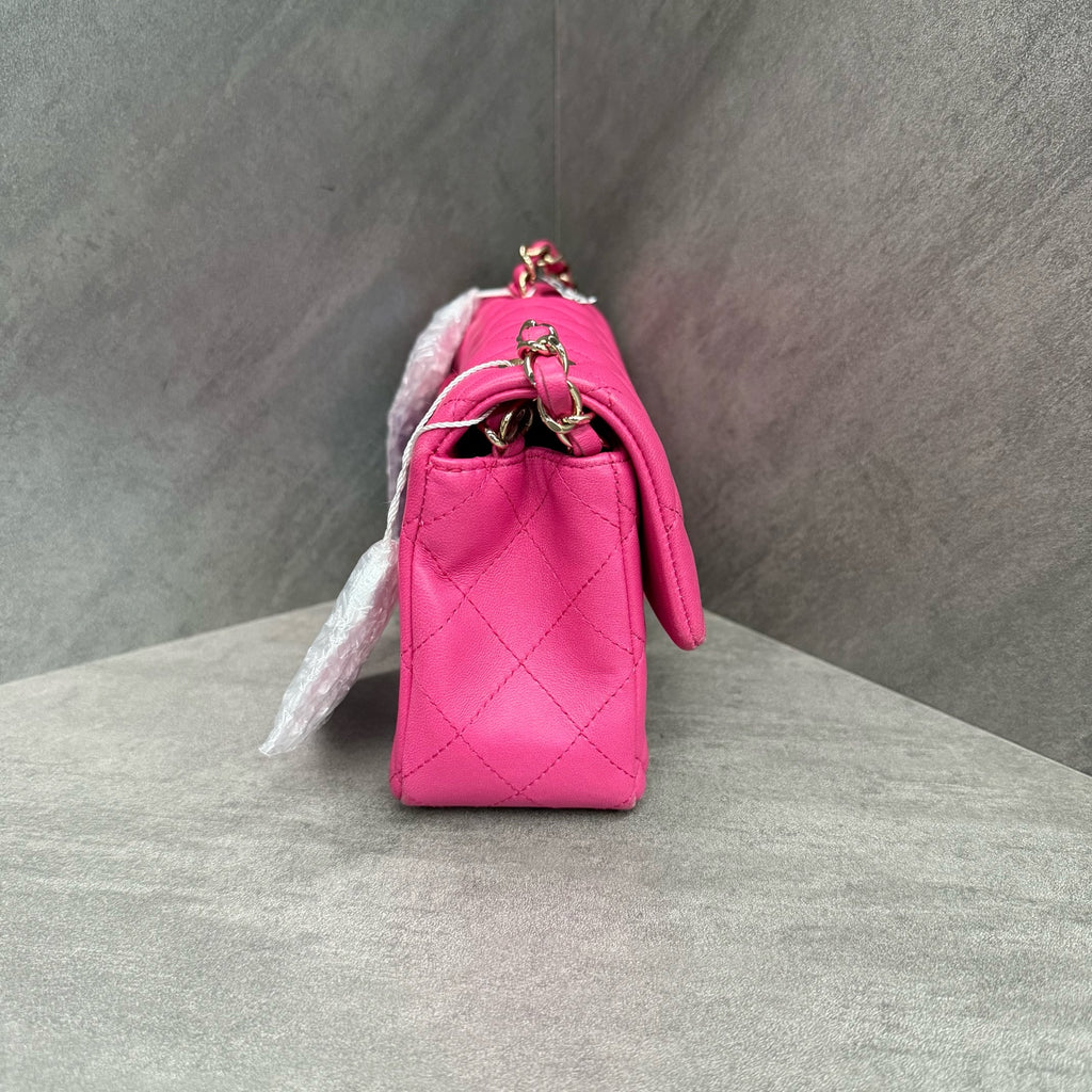 Chanel pink gold buckle CF large mini 21 with card