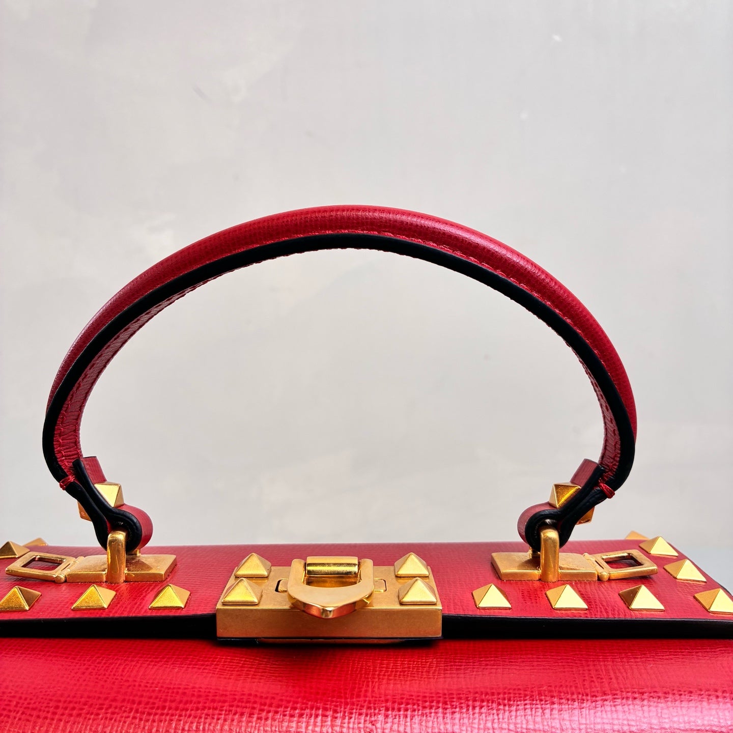 Valentino Red Box Rivet Bag with Adjustable Shoulder Strap Size 18.5*11.5