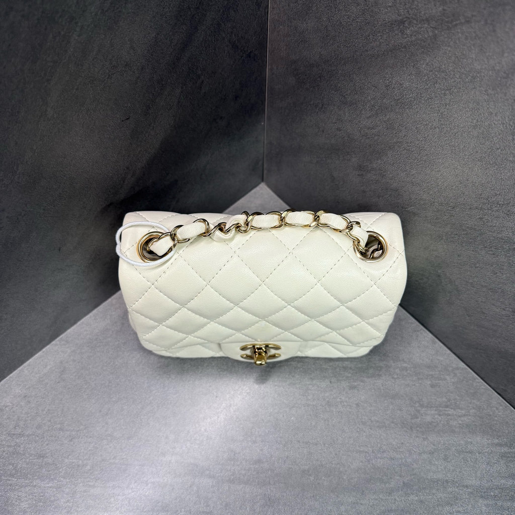 CHANEL White Gold Square Fat Chip style