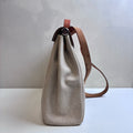Hermes Herbag39 Canvas and Leather Beige Silver Buckle Crossbody Bag Size: 39*38 Frame C engraving Single