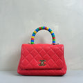 Chanel Coco Handle Rainbow Handle Mini Size 31 Opening in Fuchsia Color, Dimensions 19*13.
