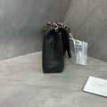 Chanel Medium Black and Gold Litchi Leather Chain Bag with Chip Authentication