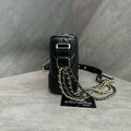 CHANEL black gold cowhide small size 24-carat card case with a clean inner lining