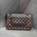 Chanel CF Medium Brown Silver Lambskin Chain Bag 13 Open Without Card Structured Shape Clean Interior