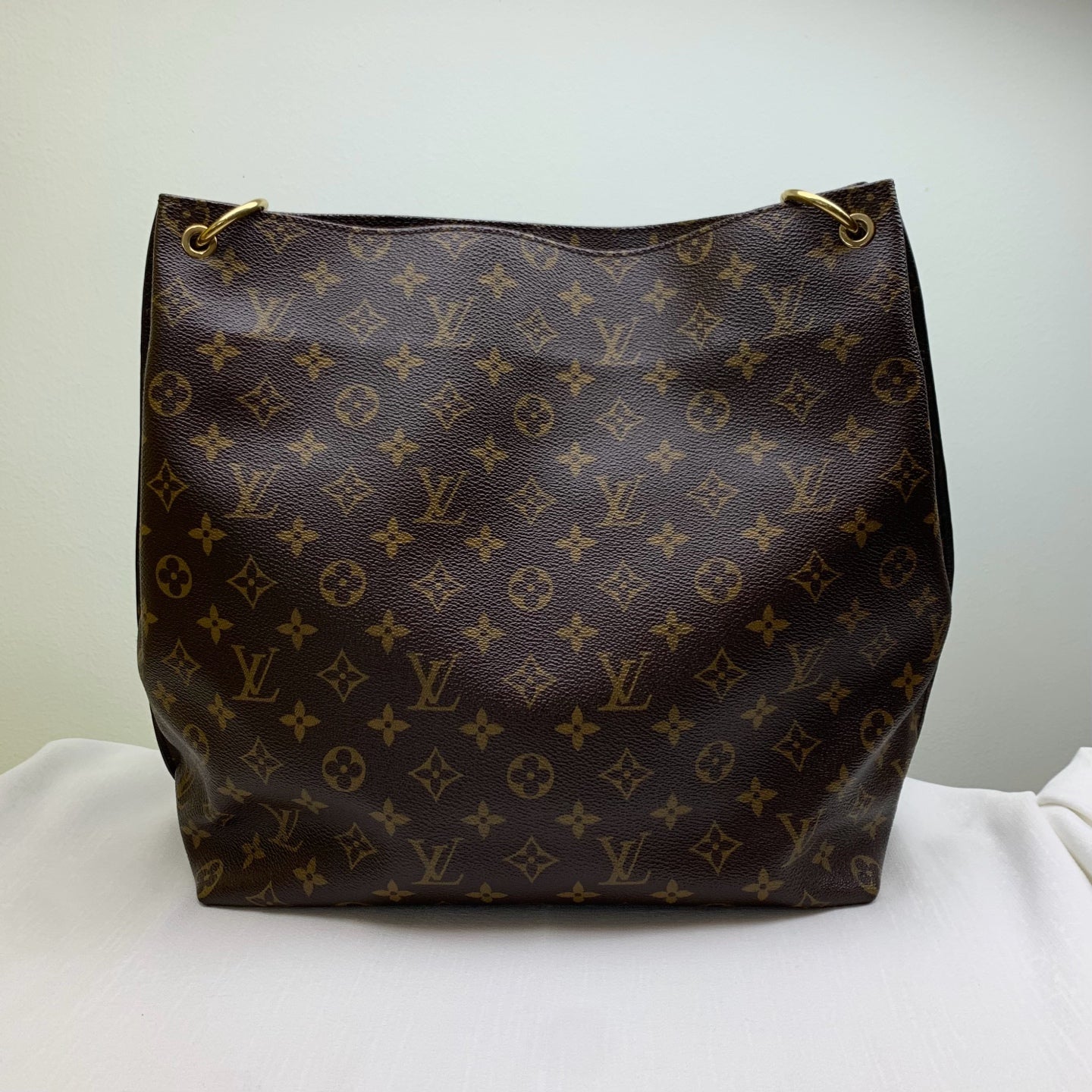 LV/Louis Vuitton Classic Monogram Hobo Tote Bag Same Model as HyunA 99% New Size 32x13x36