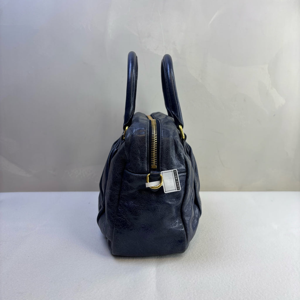 Miu Miu Blue Ruched Oil Wax Leather Tote Crossbody Bag Size 27*20 Excellent Condition 98% New