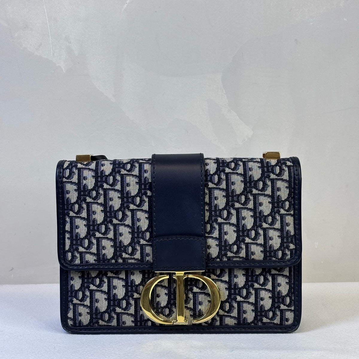 DIOR Blue Monogram Montaigne 30 Shoulder Crossbody Bag   Public Price: 32,500   Dimensions: 24*17*5