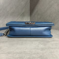 Chanel Leboy Medium Blue Lizard Embossed Calfskin, 2024 production code, no authenticity card, clean interior, structured shape
