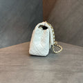 Chanel Golden Ball Square Fat white gold sheepskin chain bag, 30 opening type, three-dimensional inside clean