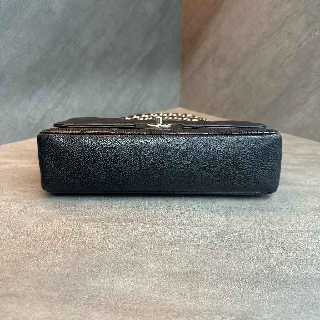 Chanel cf Medium size black silver lychee cowhide chain bag 15, open bag type, three-dimensional inside clean