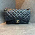 Chanel cf jumbo Black Gold Lychee cowhide chain Bag 18 kai