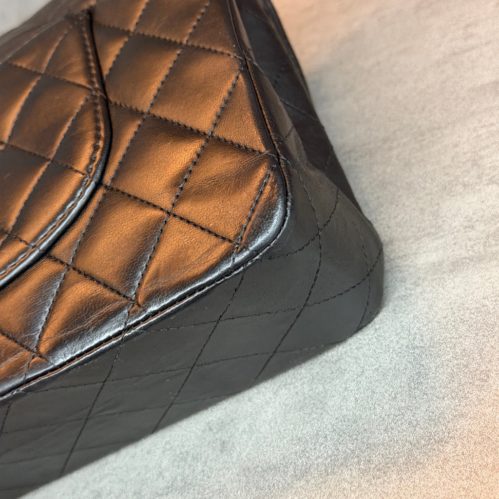 Chanel Classic Flap Medium, Black Lambskin with Gold Hardware, Structured Silhouette, Clean Interior, 14-series with Authenticity Card