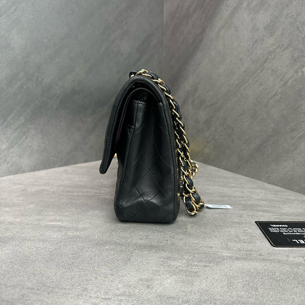 Chanel CF Medium Black Gold Lambskin Chain Bag, 15-series with authenticity card