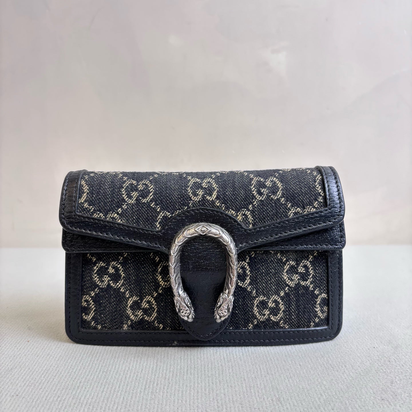 Gucci Dionysus Mini Black Denim Chain Bag Size 16*10.5 Like New 98%