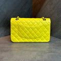 Chanel cf medium size yellow golden buckle sheepskin chain bag, 15, three-dimensional opening type, clean inside