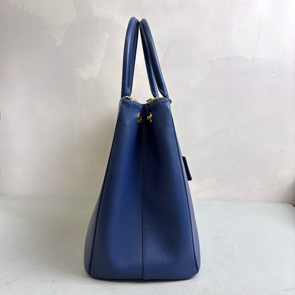 PRADA Blue Killer Bag Medium Saffiano Leather Dark Blue with Shoulder Strap Accessories Size 36*26*16 98% New