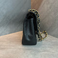 Chanel Jumbo Black & Gold Caviar Leather Chain Bag, 15 serial, structured shape, clean interior