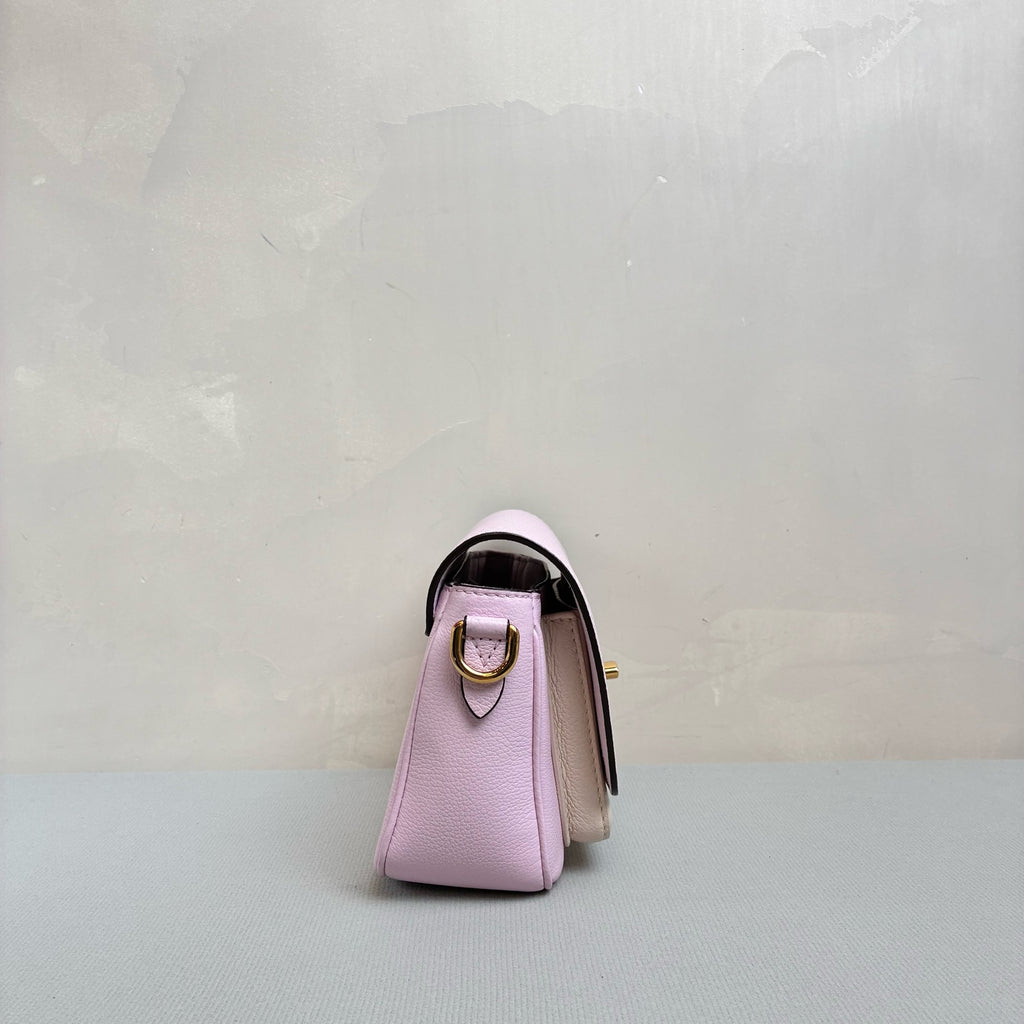Louis Vuitton Lockme Tenger Full Leather Pink and White Messenger Bag, Single Shoulder Crossbody Bag, Convertible Double Shoulder Straps, Chip Version.