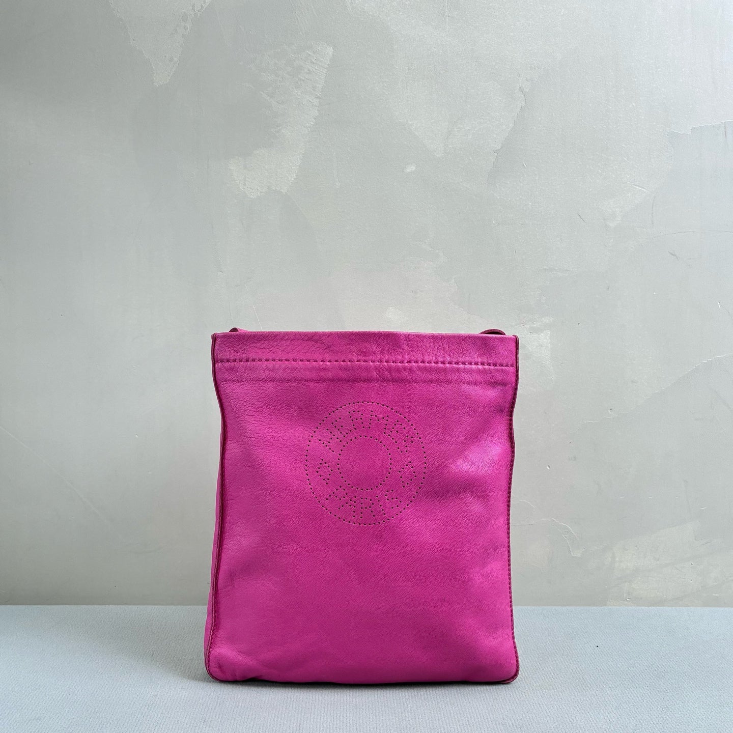 HERMES 98% New Frame O Engraving Full Leather Barbie Pink Single Shoulder Crossbody Bag Lambskin Size 19*22