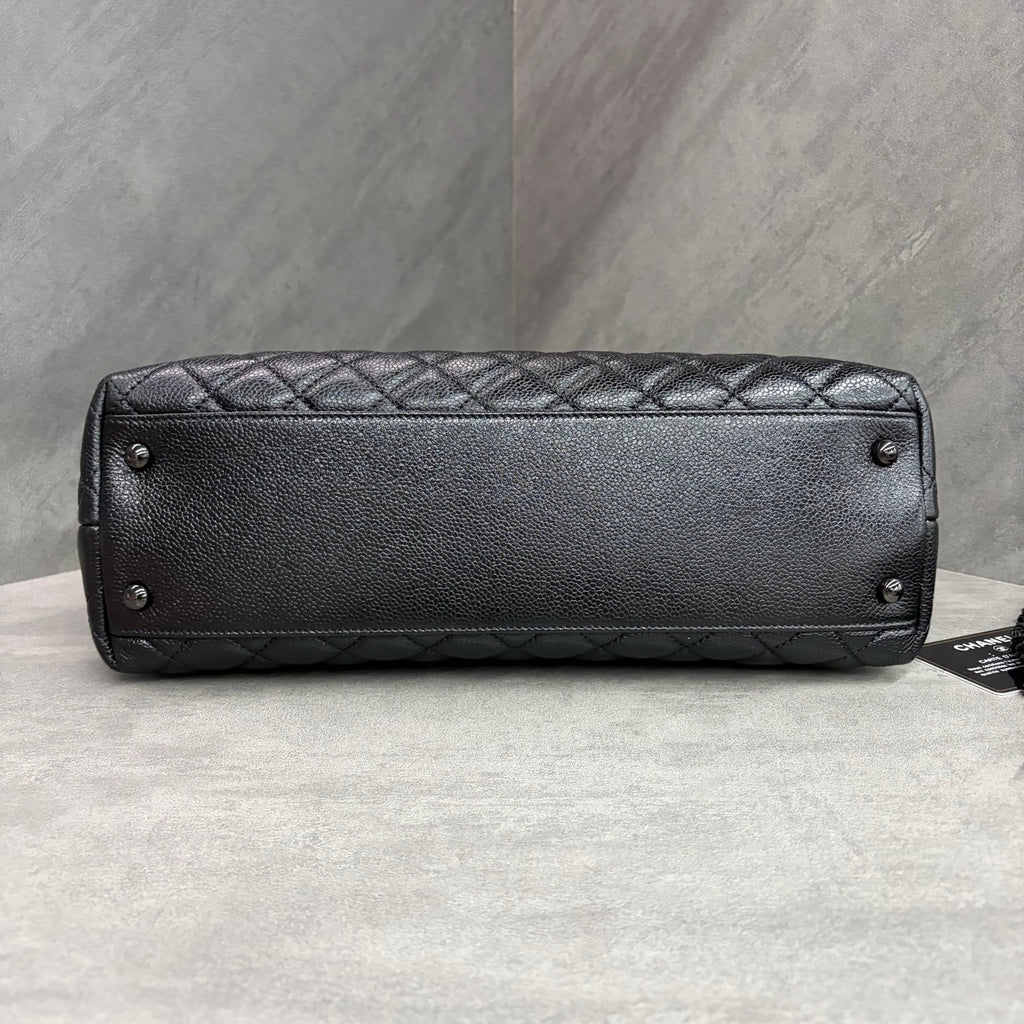 Chanel black lychee cowhide black Lizard hand-held coco handle 32 base 30K with card bag, good inner clean, in stock