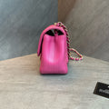 Chanel CF V-stitch Square Flap, fuchsia, 24-series with authenticity card