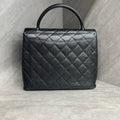 Chanel Kelly Black Gold Caviar Leather Tote Bag Vintage 7-series