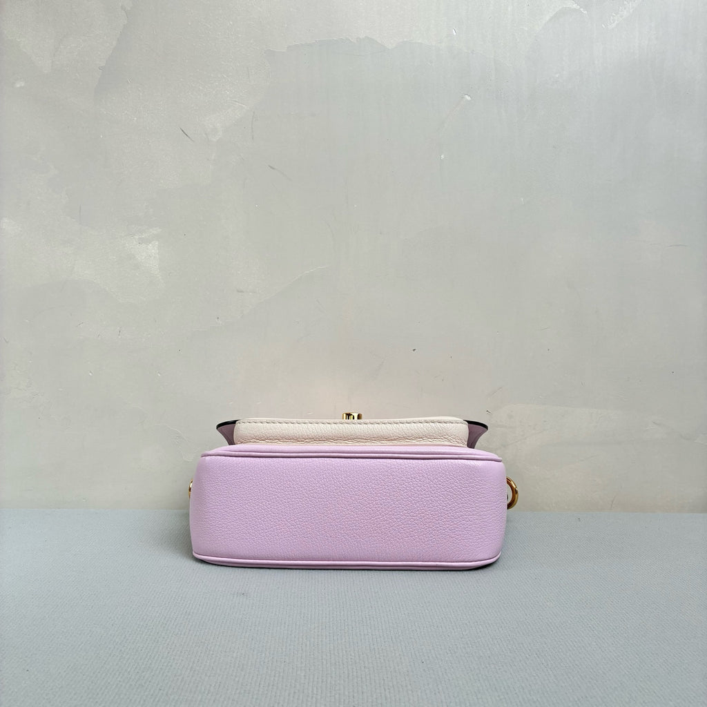 Louis Vuitton Lockme Tenger Full Leather Pink and White Messenger Bag, Single Shoulder Crossbody Bag, Convertible Double Shoulder Straps, Chip Version.