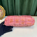 Prada Pink Pleated Chain Bag! Pink pleated parachute material shoulder underarm crossbody chain bag, paired with a silver lock. Size: 23*15.