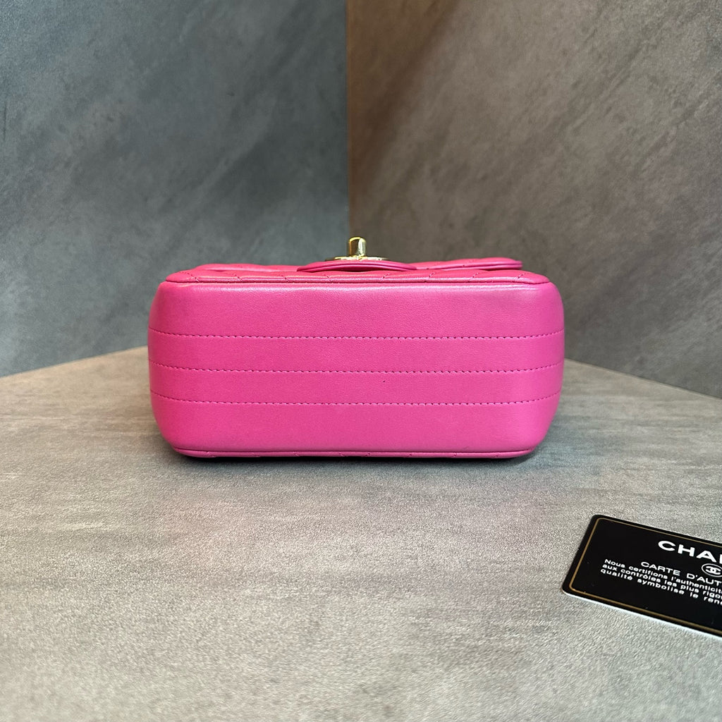 Chanel CF V-stitch Square Flap, fuchsia, 24-series with authenticity card