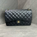 Chanel cf jumbo Black gold sheepskin chain bag, 16K size, three-dimensional and clean inside