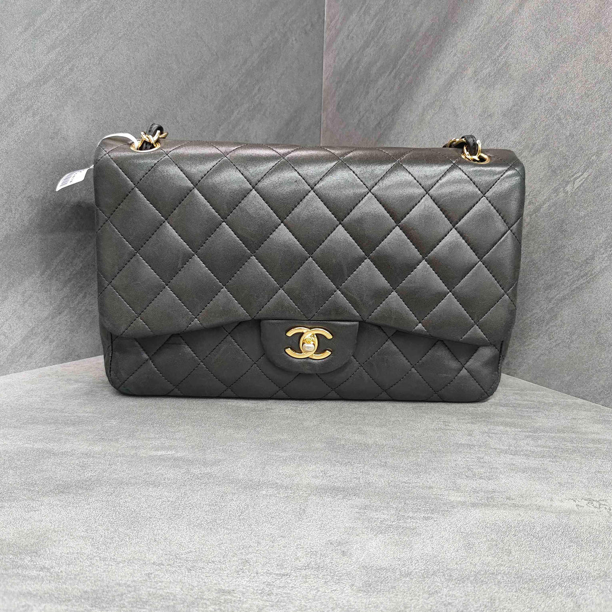 Chanel CF Jumbo Black Gold Lambskin Chain Bag 15 Opening