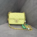 Chanel Classic Flap Square Flap Avocado Green Enamel Badge Coin 23 Chip Model