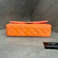 Chanel CF Medium Pink Silver Patent Leather Chain Bag 21 Series, structured shape, clean interior.