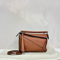 LOEWE 99% New Puzzle Mini Women's Bag Brown Leather with Removable and Adjustable Shoulder Strap