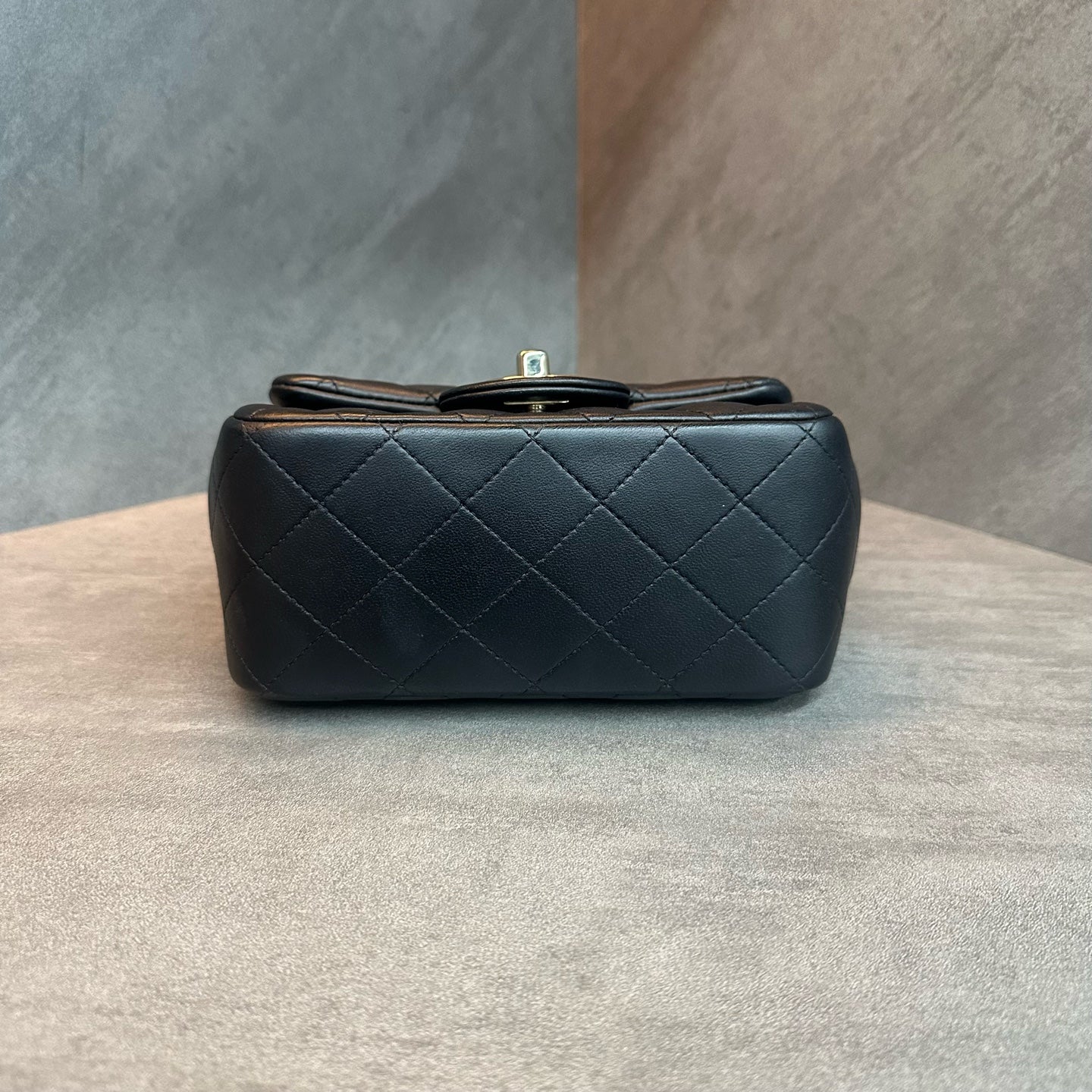Chanel CF Square Flap Bag, black-gold lambskin with chain, 30-series code, structured shape, clean interior