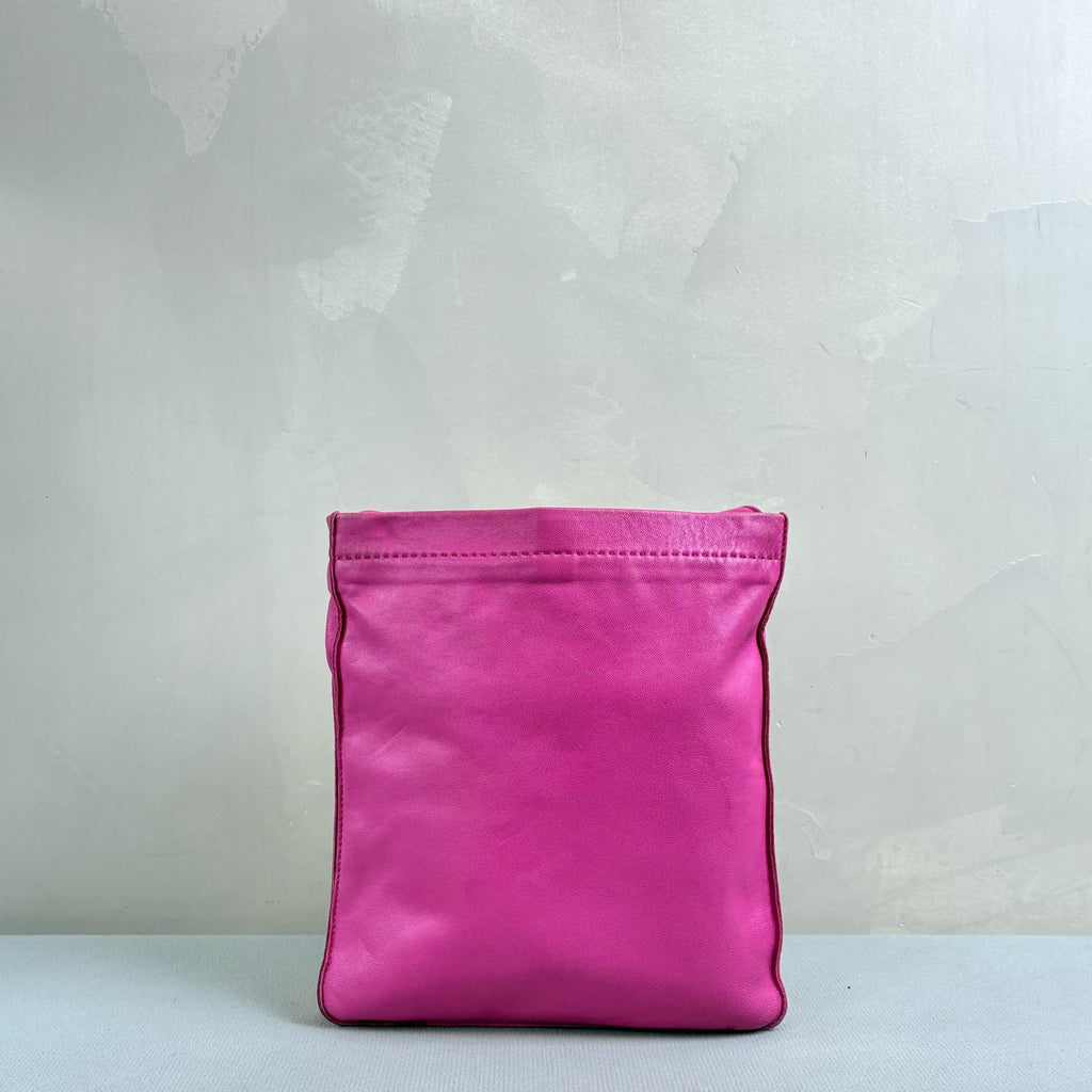 HERMES 98% New Frame O Engraving Full Leather Barbie Pink Single Shoulder Crossbody Bag Lambskin Size 19*22