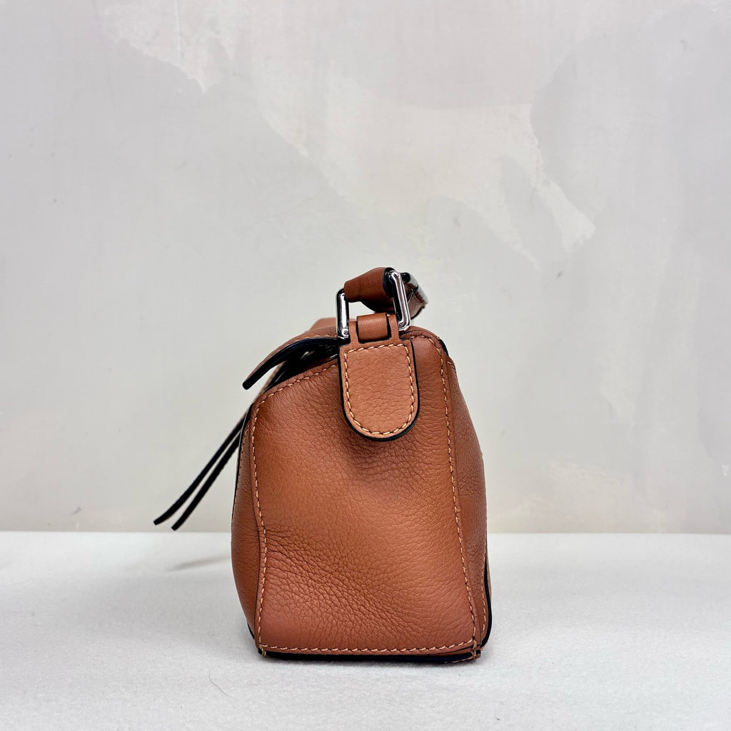LOEWE 99% New Puzzle Mini Women's Bag Brown Leather with Removable and Adjustable Shoulder Strap