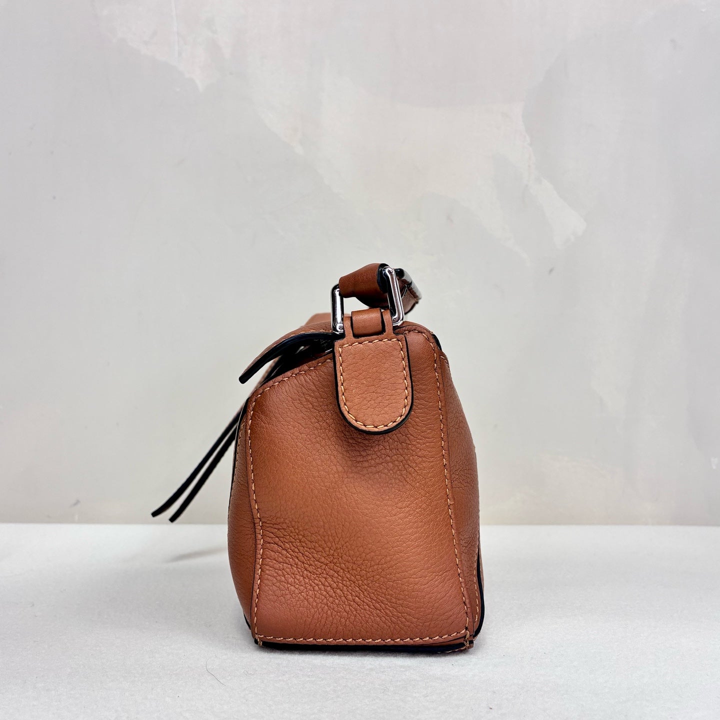 LOEWE 99% New Puzzle Mini Women's Bag Brown Leather with Removable and Adjustable Shoulder Strap