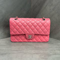 Chanel cf medium size pink silver sheepskin chain bag, 16K opening, three-dimensional display, clean inside
