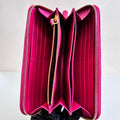 Prada 98 New Long Wallet, Fuchsia Ripple Leather, Gold Logo, Size 20*11.