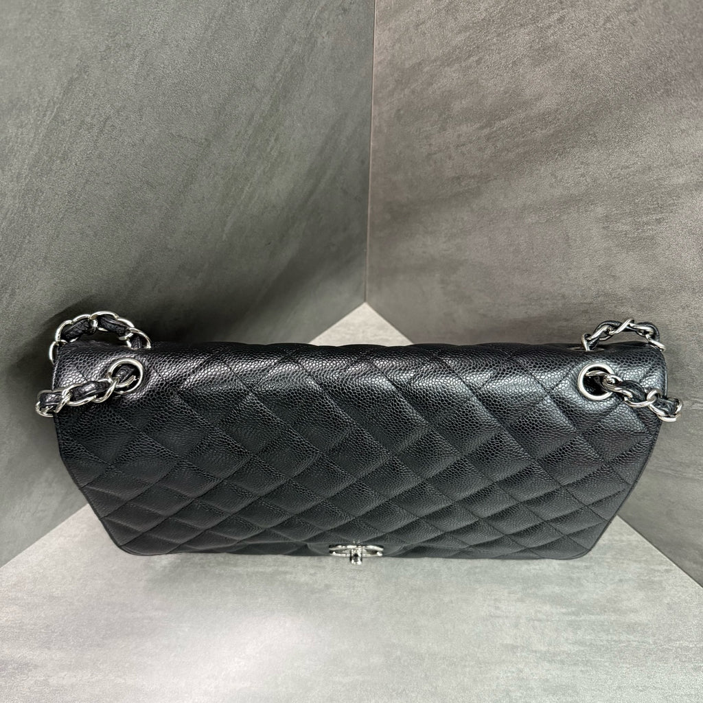 Chanel cf maxi Black silver lychee cowhide 15mo card-free bag type three-dimensional inner lining clean in stock